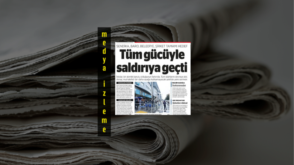 Birgün, İstanbul Barosu Başkanı İbrahim Kaboğlu ile 10 Yönetim Kurulu üyesinin görevlerine son verilmesi ve seçim yapılması talebiyle İstanbul Asliye Hukuk Mahkemesi'nde dava açılmasını manşete taşıdı